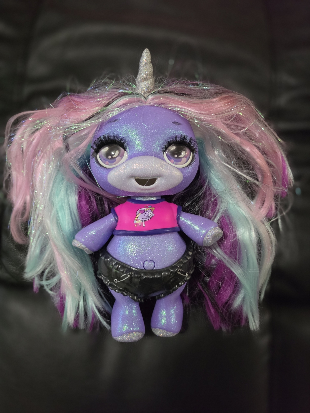 Sparkle Purple Unicorn Doll with Pink Top and Multicolor Hair